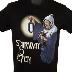 New England Patriots T Shirt Mens Size Small Black Bill Belichick Stairway Seven